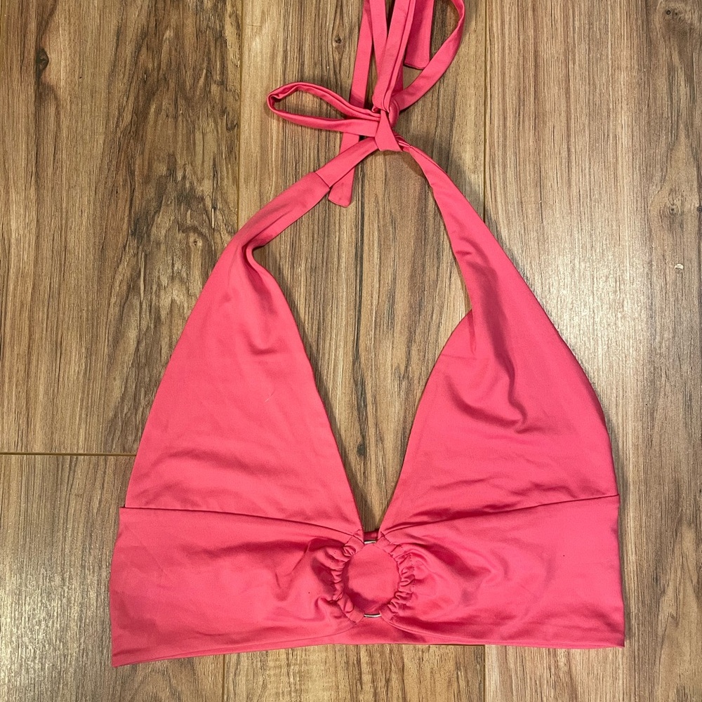 SHEIN triangle neck tie crop top Pink in size L